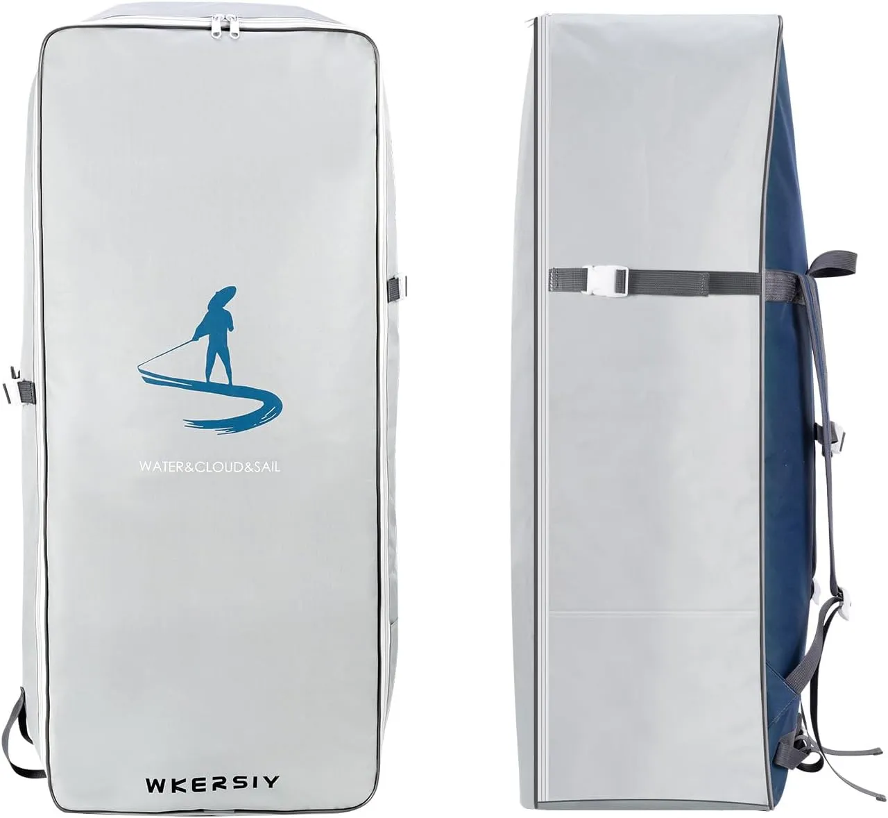 fangzi 105L Paddle Board Backpack Waterproof Large Capacity Portable Oxford Cloth SUP Surfboard Bag, White