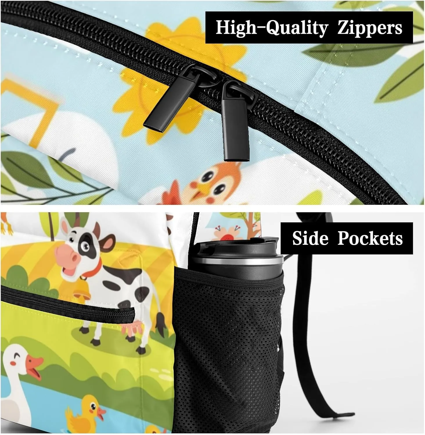 Farm Cute Animals Personalized School Backpack for Kid Boy Girls Primary Daypack Bookbag Custom Name Travel Bag