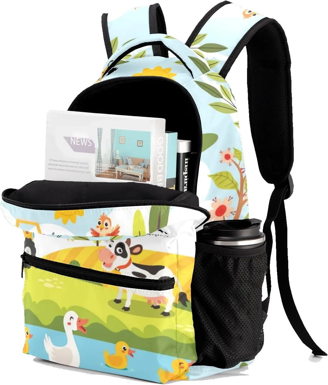 Farm Cute Animals Personalized School Backpack for Kid Boy Girls Primary Daypack Bookbag Custom Name Travel Bag