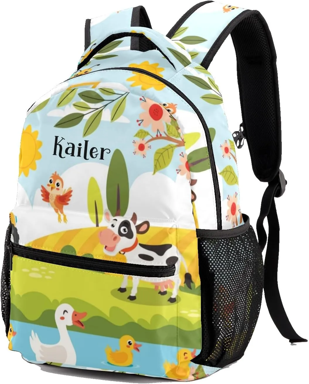 Farm Cute Animals Personalized School Backpack for Kid Boy Girls Primary Daypack Bookbag Custom Name Travel Bag