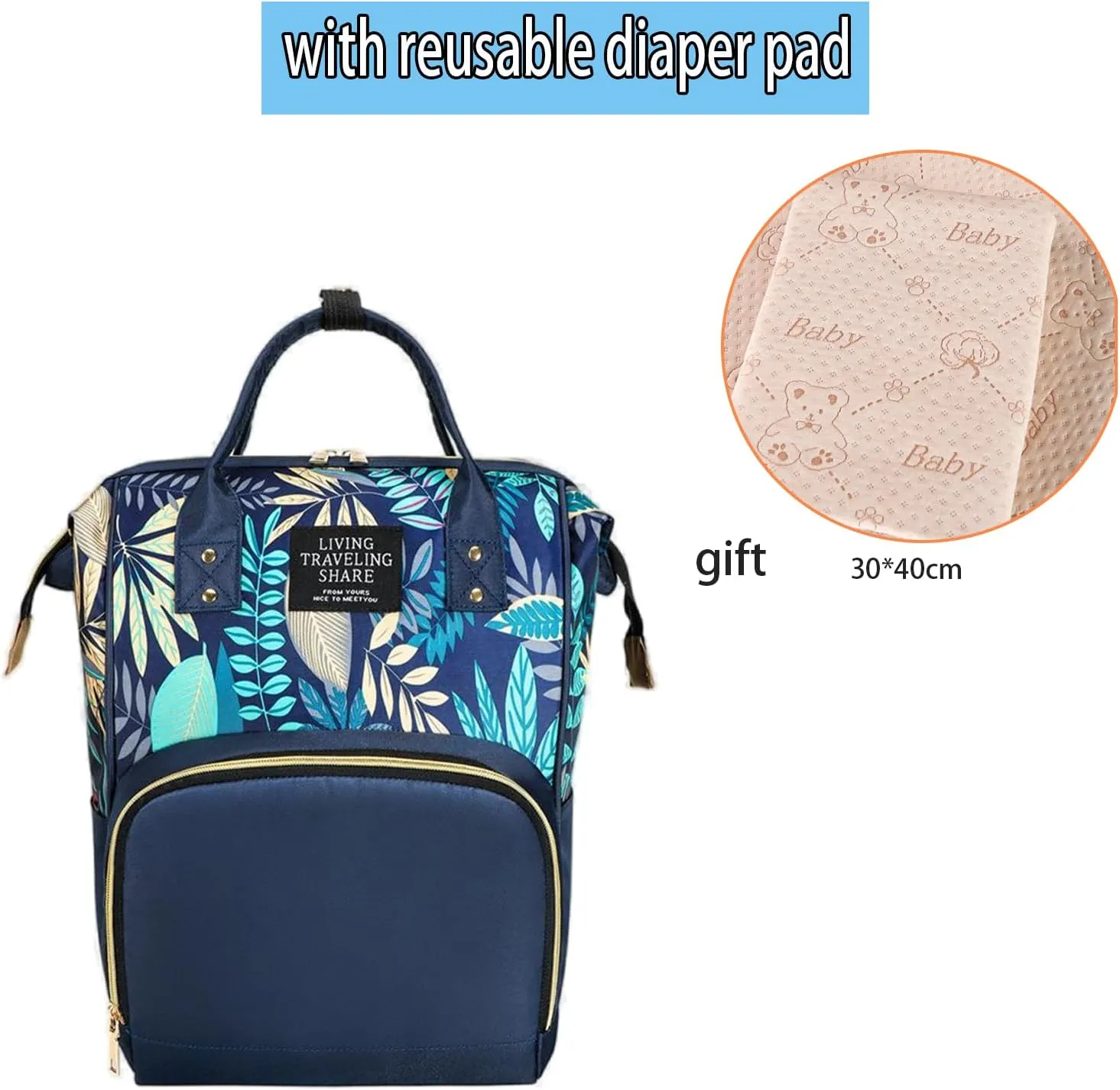 Fashion Diaper Backpack Waterproof Mommy Bag, Large Capacity Diaper Bag Travel Multi-functional Backpack Baby Boy Girl (Blue 1)