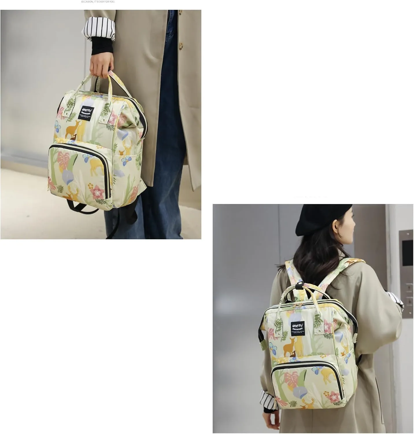 Fashion Diaper Backpack Waterproof Mommy Bag, Large Capacity Diaper Bag Travel Multi-functional Backpack Baby Boy Girl (Cute 1)