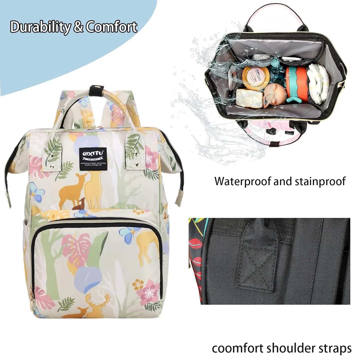 Fashion Diaper Backpack Waterproof Mommy Bag, Large Capacity Diaper Bag Travel Multi-functional Backpack Baby Boy Girl (Cute 1)