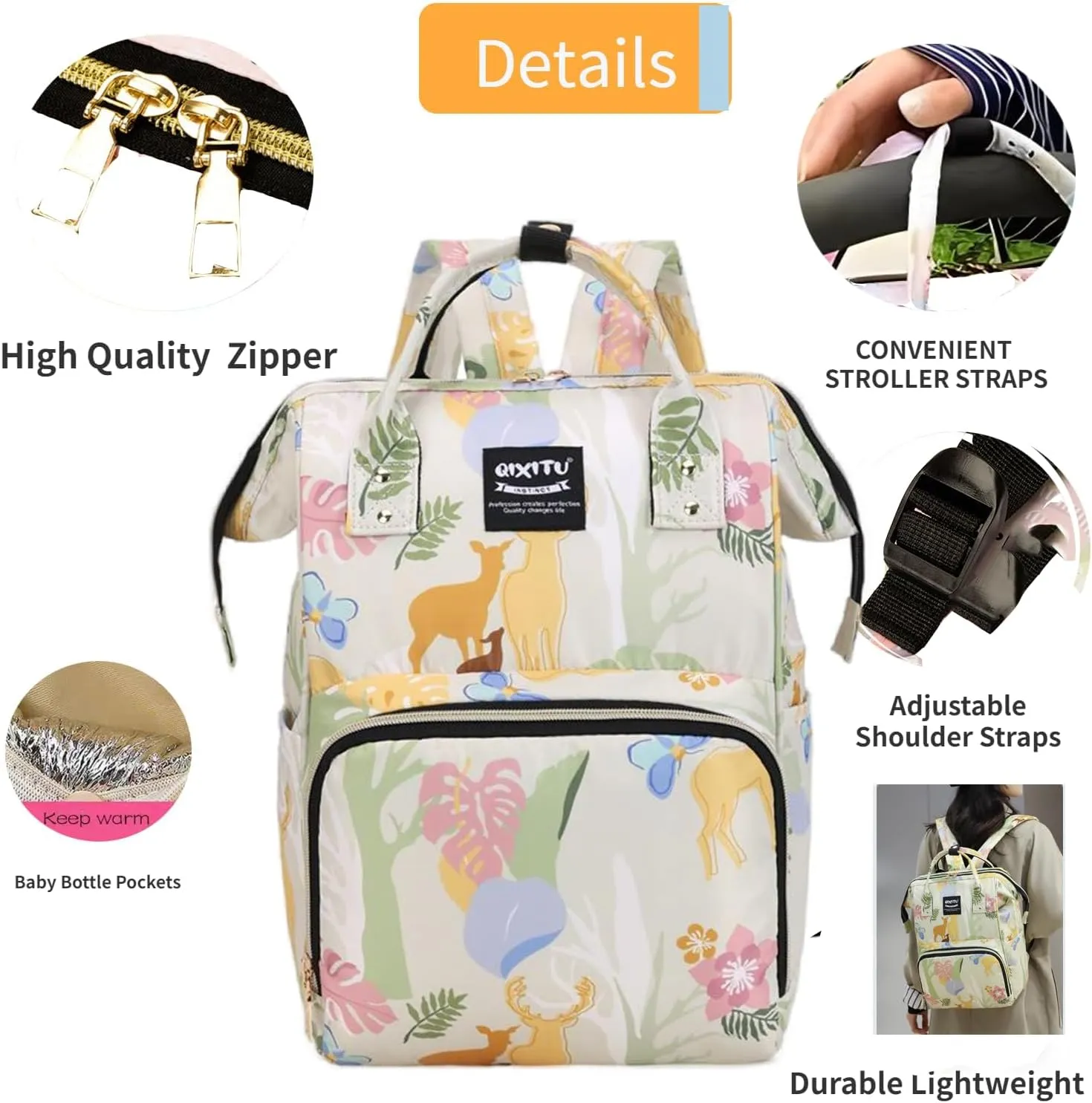Fashion Diaper Backpack Waterproof Mommy Bag, Large Capacity Diaper Bag Travel Multi-functional Backpack Baby Boy Girl (Cute 1)