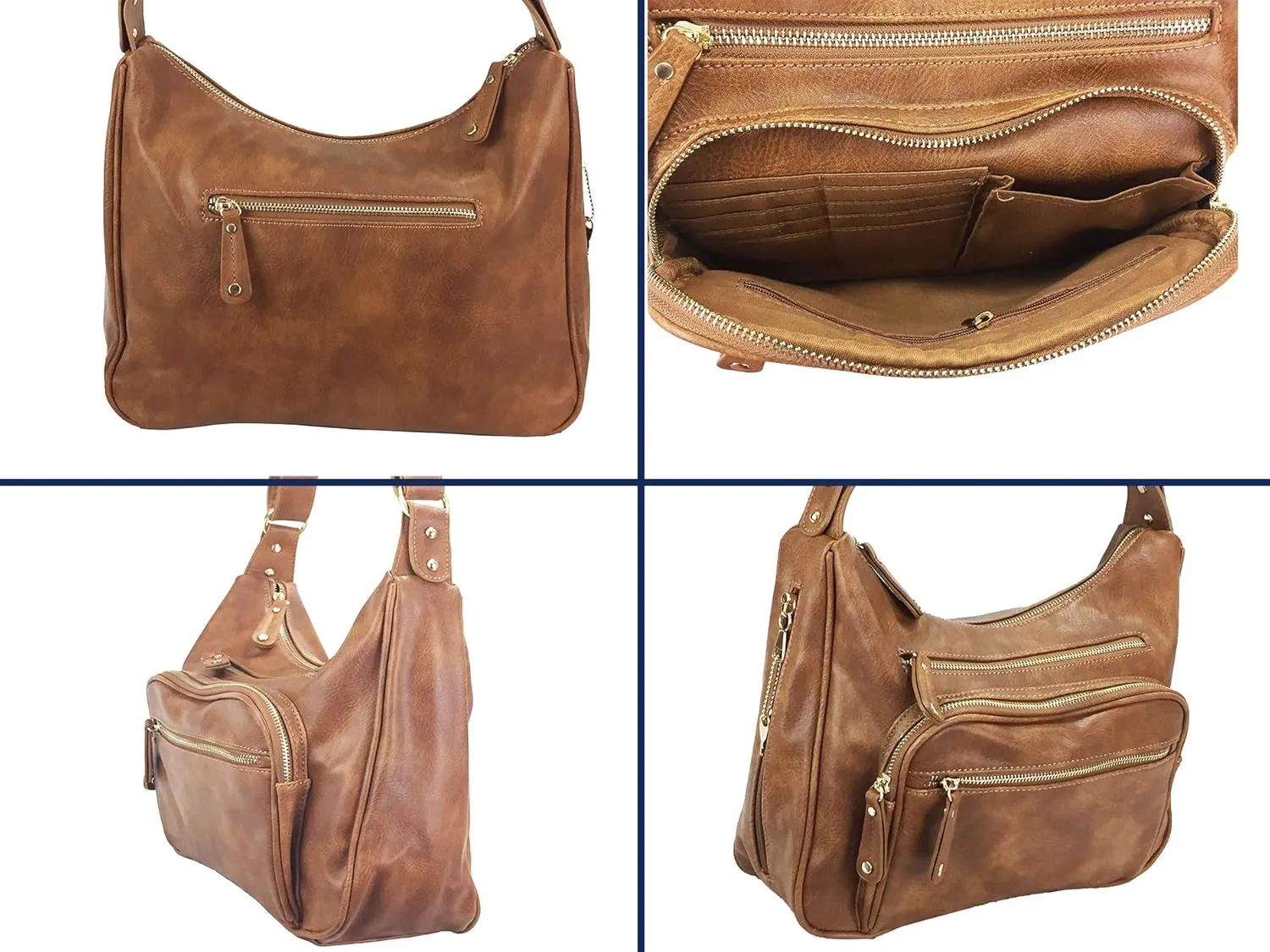 Fashion Locking Concealed Carry Big Hobo Bag CCW Cross Body Bag with Credit Card Slots