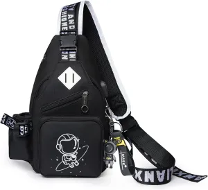 Fashion One-Shoulder Backpack Youth Leisure Backpack With USB Port Earphone Hole, Cartoon Luminous Pattern