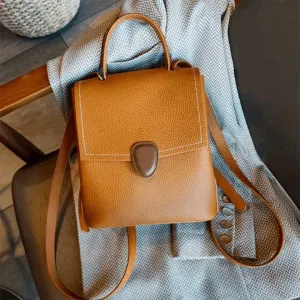 Fashionable Soft Cowhide Leather Backpack – Large-Capacity Casual Travel Bag for Women