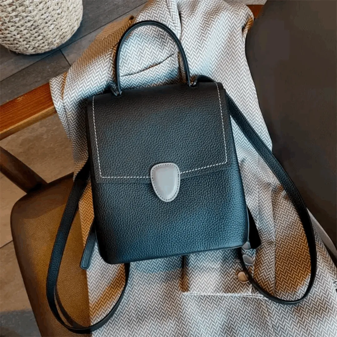 Fashionable Soft Cowhide Leather Backpack – Large-Capacity Casual Travel Bag for Women