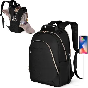 Fasrom Nurse Bag Backpack for Work Women with USB Charging Hole, Home Health Clinical Bag with Laptop Compartment for Staff Nurse, Medical Assistants, Black (Empty Bag Only)