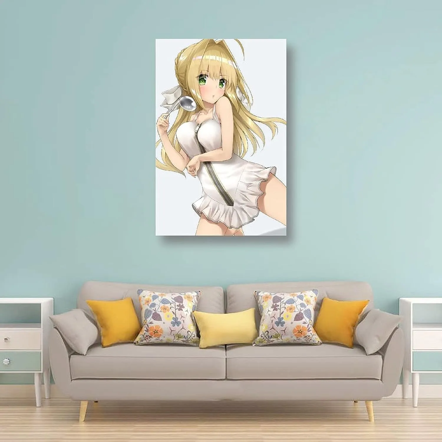 Fate Anime Poster Japanese Altria Pendragon Lily Canvas Wall Art Poster Decorative Bedroom Modern Home Print Picture Artworks Posters (Frame,16"X24")