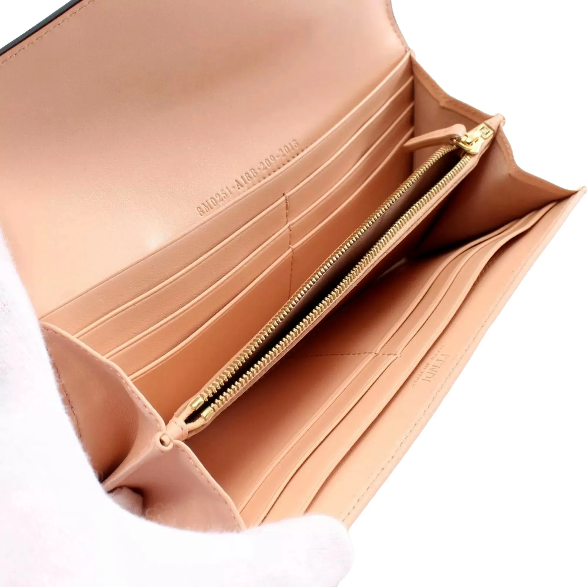 Fendi F Is Fendi Leather Long Envelope Womens Wallet Light Rose Beige Pink