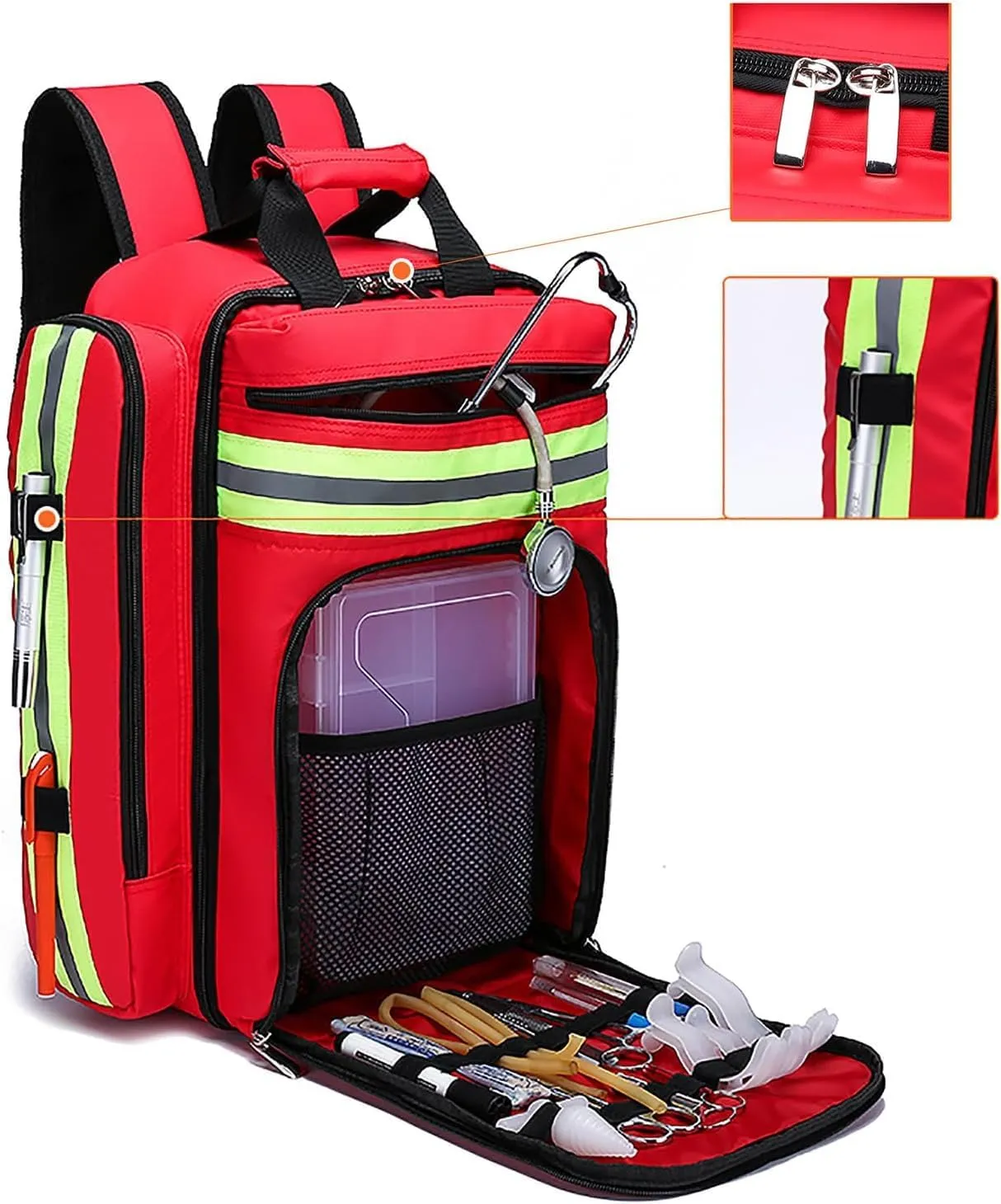 First Aid Kit Pouch First Aid Backpack Empty First Aid Pouch Emergency Backpack Large Capacity Medical First Aid Bag for Hiking Riding Outdoors Camping(Red)