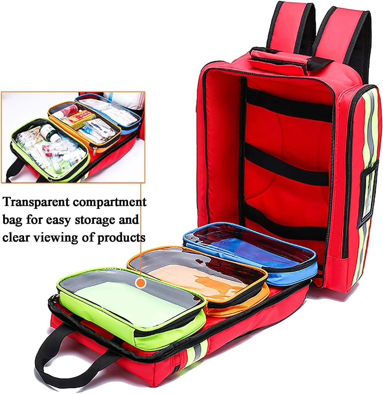 First Aid Kit Pouch First Aid Backpack Empty First Aid Pouch Emergency Backpack Large Capacity Medical First Aid Bag for Hiking Riding Outdoors Camping(Red)