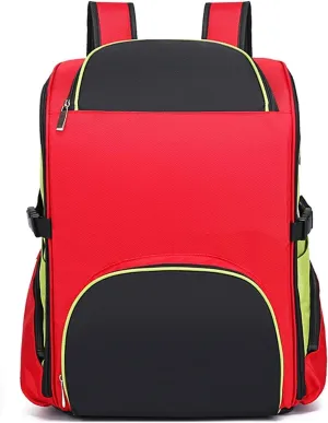 First Responder Trauma Backpack, Empty Emergency Responder Bag, Large Storage First Aid Kit for EMT, EMS, Safety Officers, Firefighters, Waterproof & Reflective Design (Red)