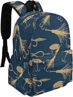 Fishing Lures Summer Casual Travel Backpack Lightweight with Multi Compartment Laptop Bagpack for Women Men Hiking Business Work