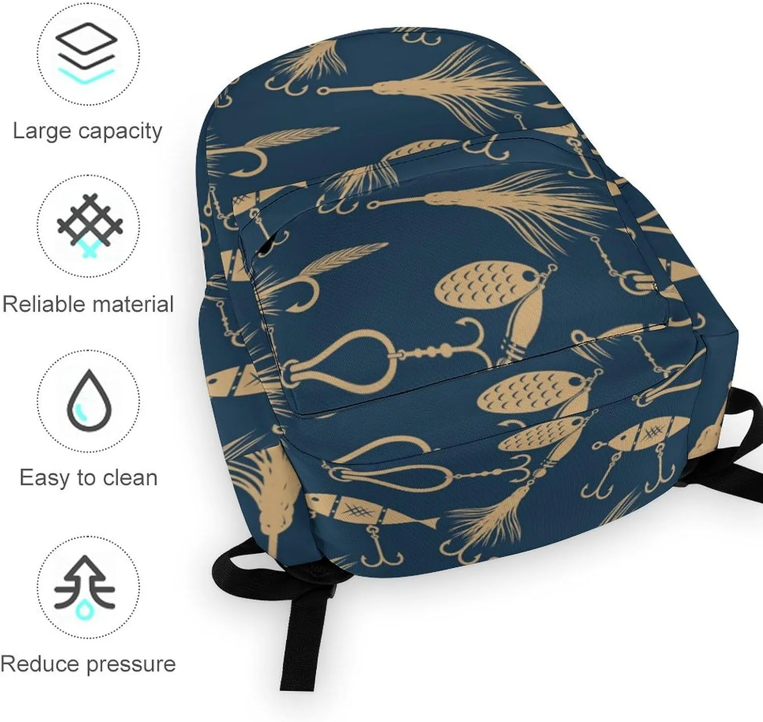 Fishing Lures Summer Casual Travel Backpack Lightweight with Multi Compartment Laptop Bagpack for Women Men Hiking Business Work