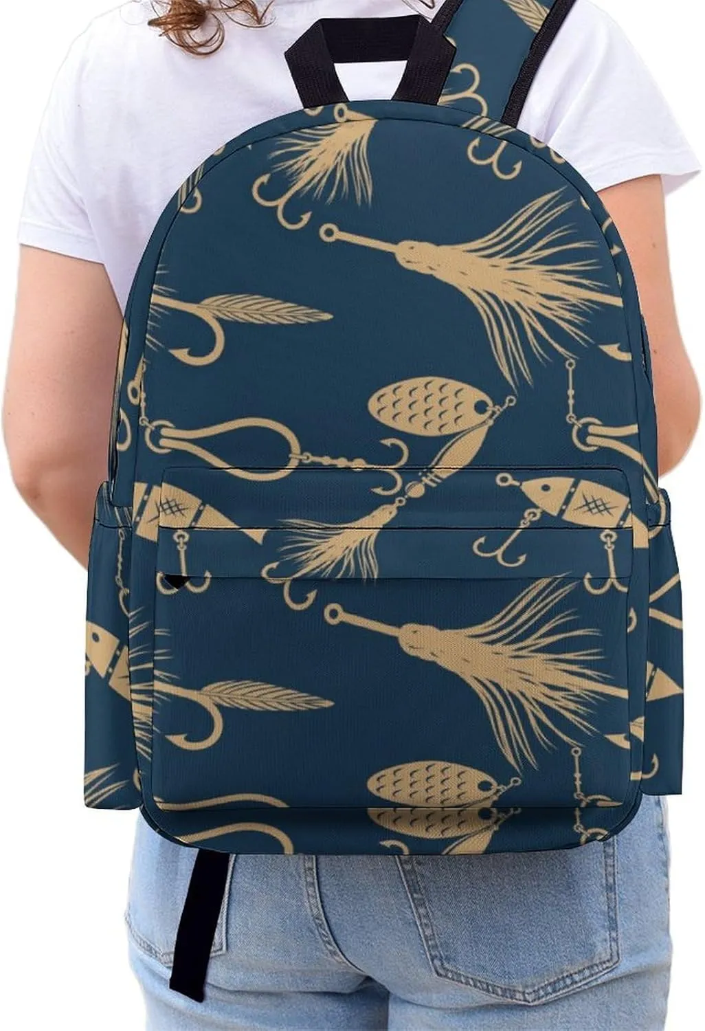 Fishing Lures Summer Casual Travel Backpack Lightweight with Multi Compartment Laptop Bagpack for Women Men Hiking Business Work