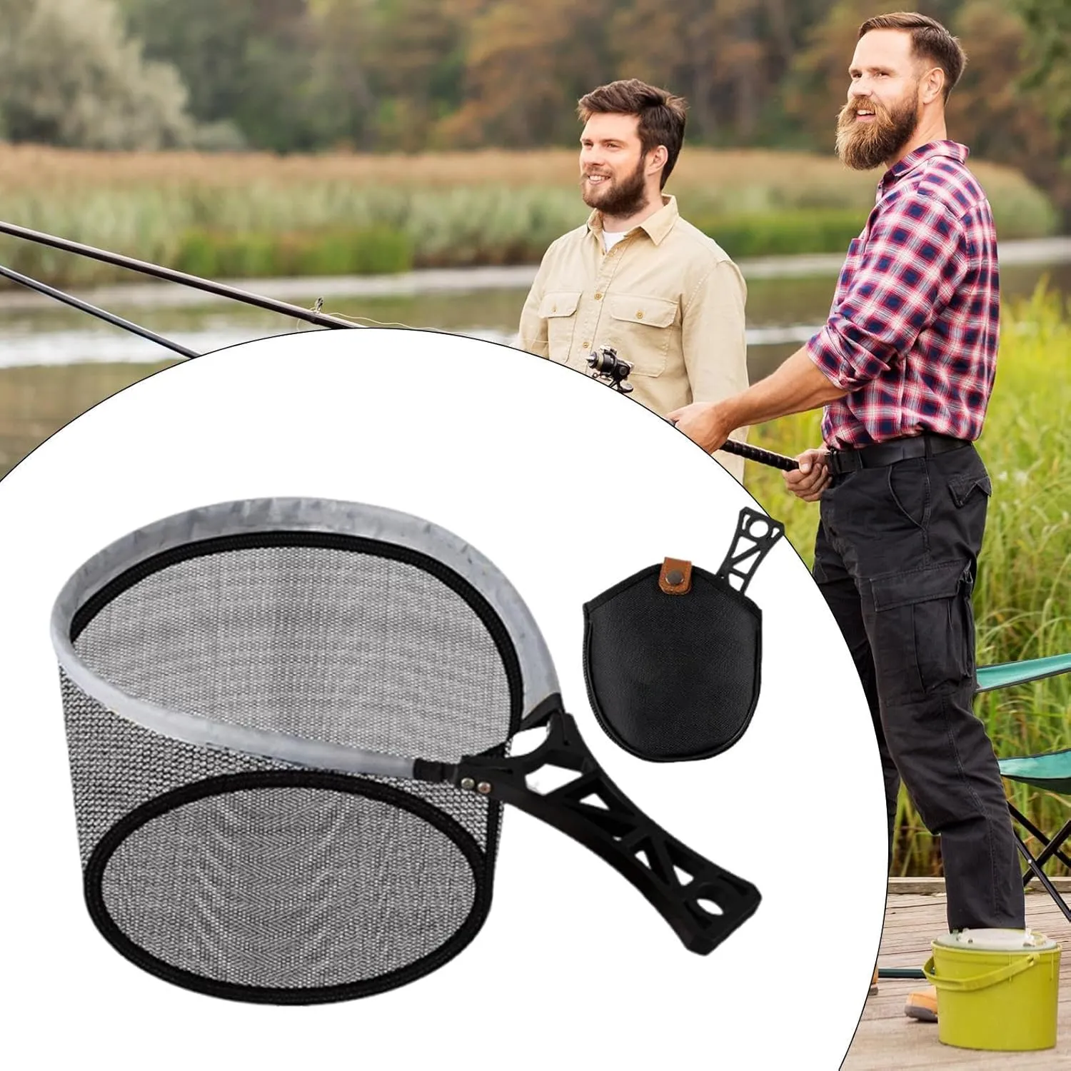 Fishing Net, Foldable Catching Tool, Heavy Duty Retractable Landing Gear, 179g/169g Compact Handle, Ideal for Stream, Mountain Shallows, Riverbeds, Outdoor Angling Adventures