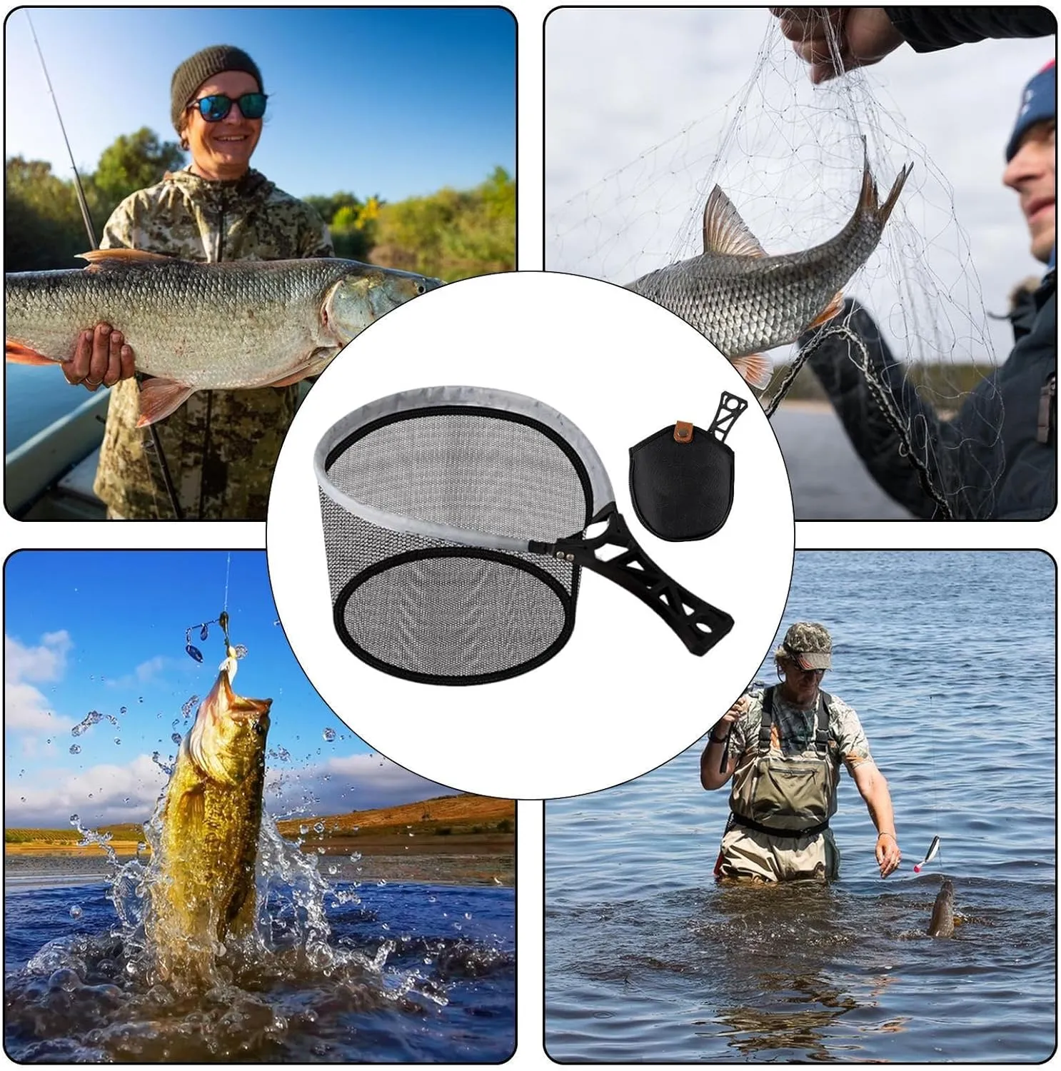 Fishing Net, Foldable Catching Tool, Heavy Duty Retractable Landing Gear, 179g/169g Compact Handle, Ideal for Stream, Mountain Shallows, Riverbeds, Outdoor Angling Adventures
