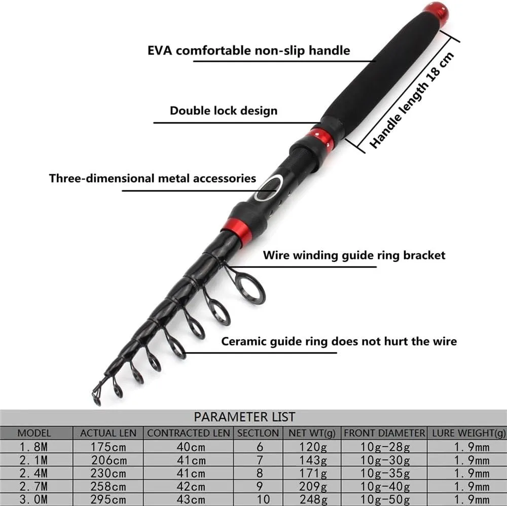 Fishing Rod Casting Fishing Rod Telescopic Trout Travel Pole Lure Weight 10-50g Lure Rod Pesca