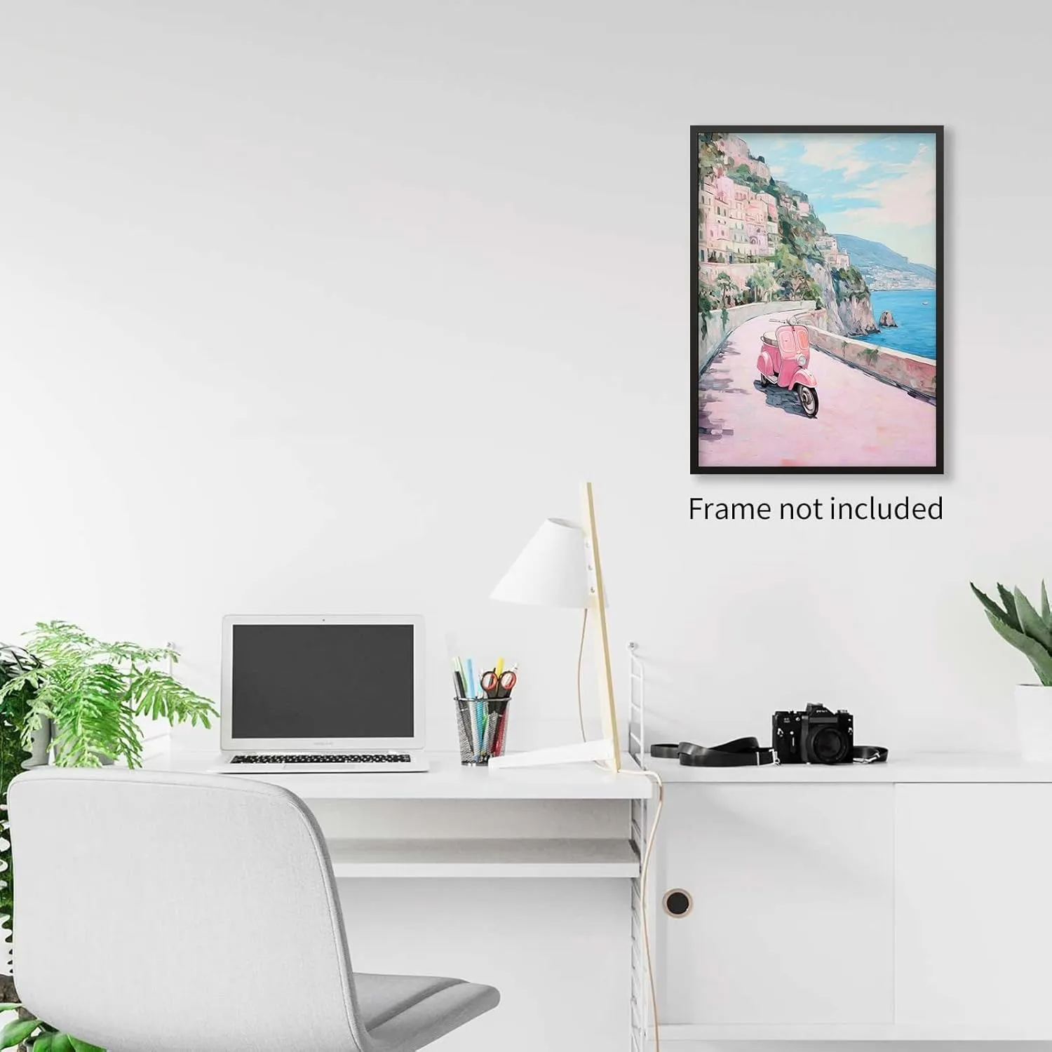 FITactic Amalfi Coast Pastel Canvas Wall Art Italian Beach Landscape Poster Preppy Beachy Painting Prints Girls Bedroom Dorm Wall Decor 16X24 inch Unframed