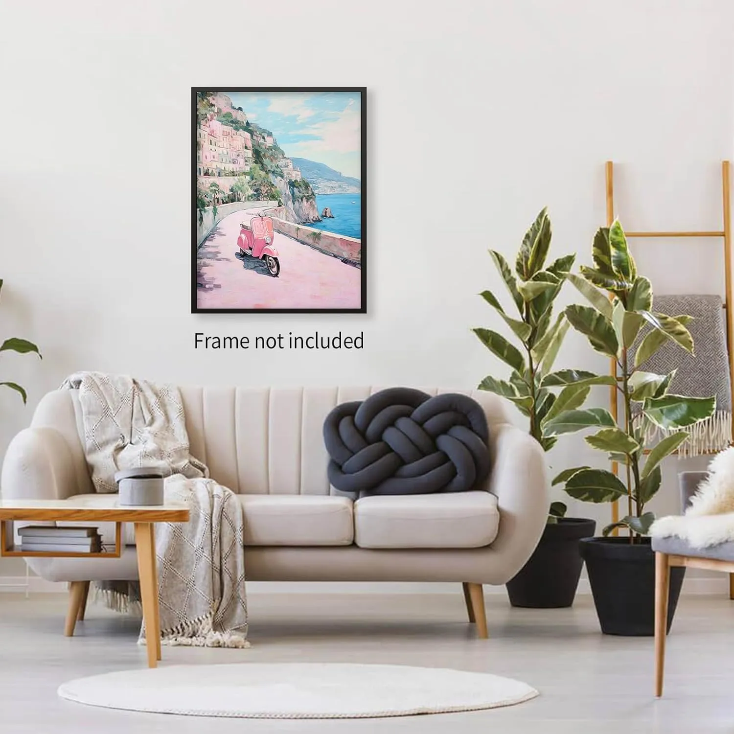 FITactic Amalfi Coast Pastel Canvas Wall Art Italian Beach Landscape Poster Preppy Beachy Painting Prints Girls Bedroom Dorm Wall Decor 16X24 inch Unframed