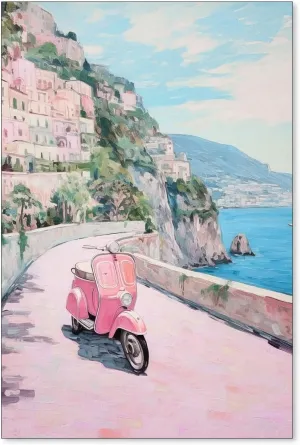 FITactic Amalfi Coast Pastel Canvas Wall Art Italian Beach Landscape Poster Preppy Beachy Painting Prints Girls Bedroom Dorm Wall Decor 16X24 inch Unframed