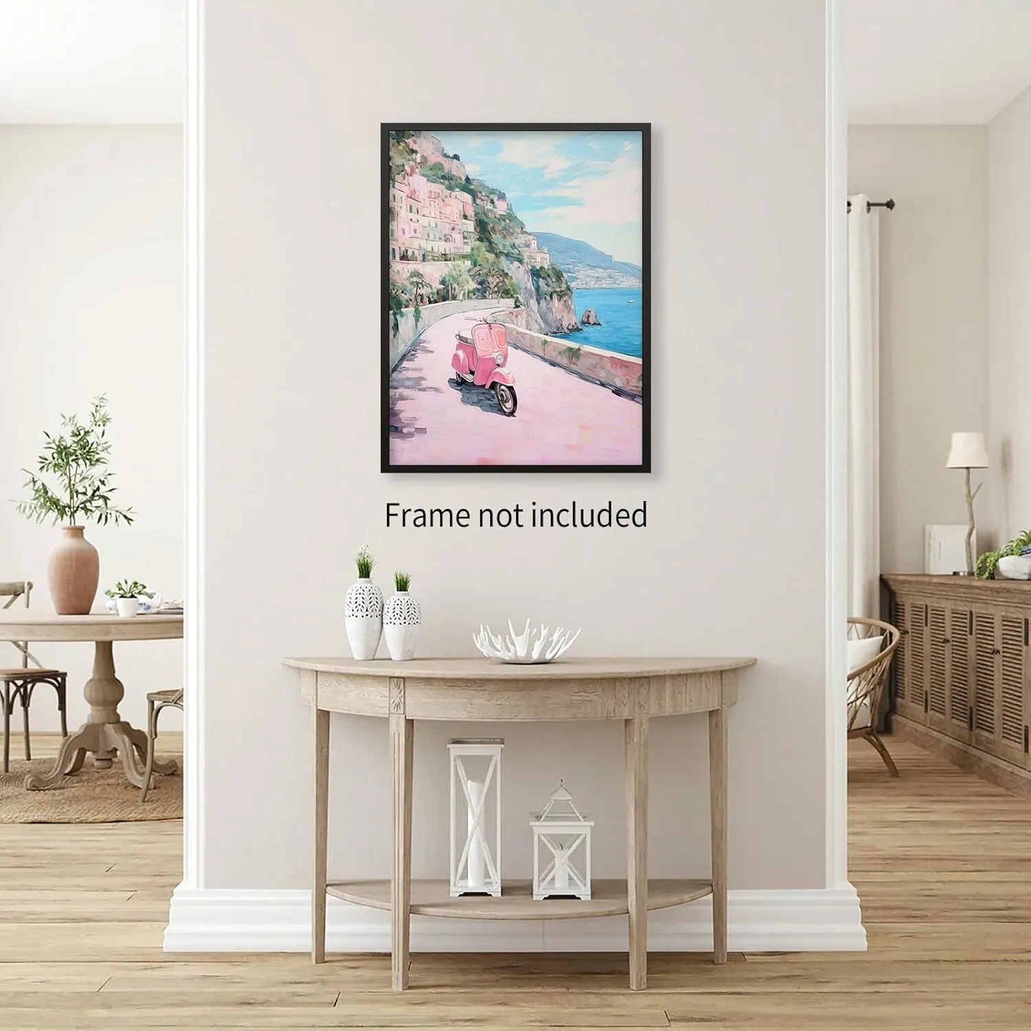 FITactic Amalfi Coast Pastel Canvas Wall Art Italian Beach Landscape Poster Preppy Beachy Painting Prints Girls Bedroom Dorm Wall Decor 16X24 inch Unframed