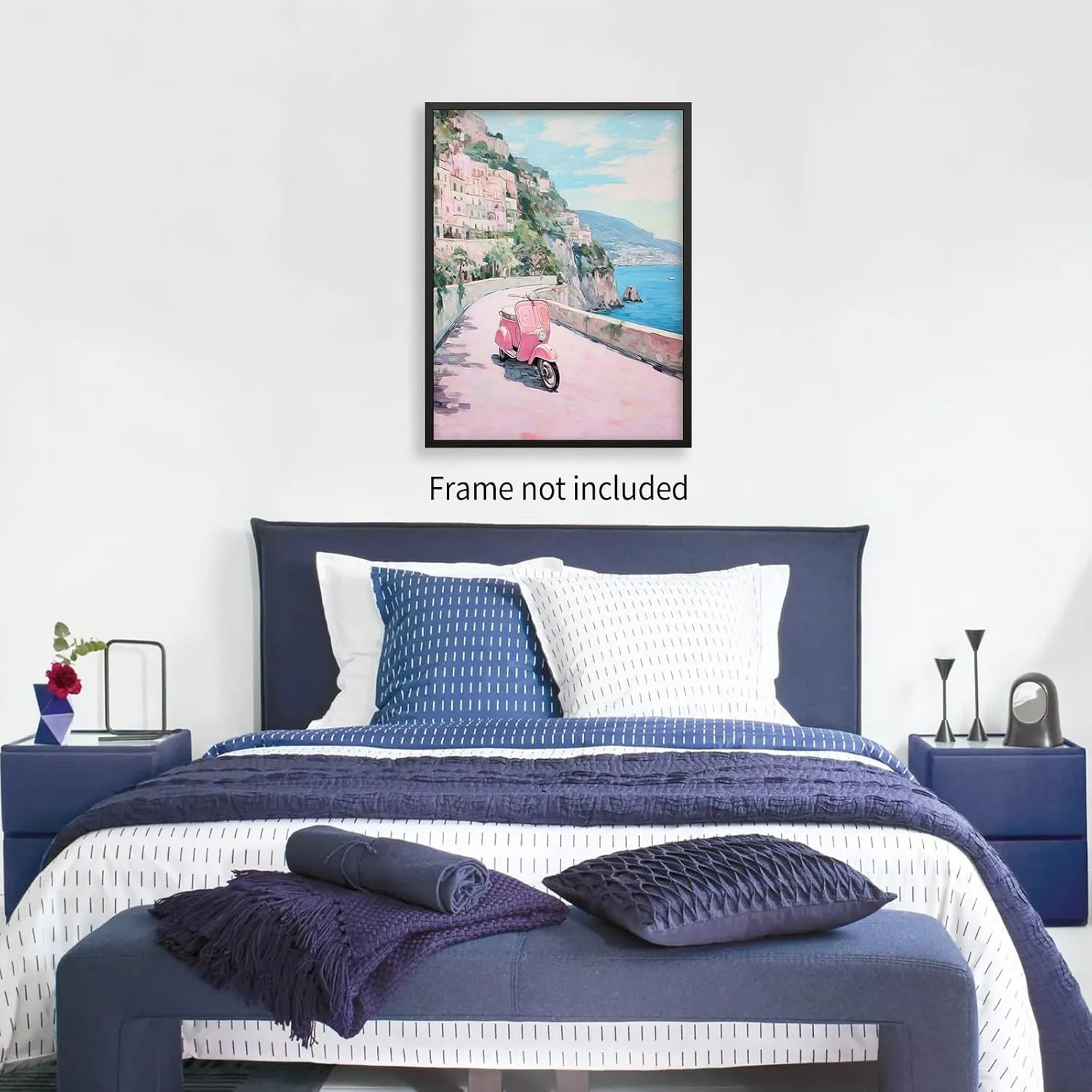 FITactic Amalfi Coast Pastel Canvas Wall Art Italian Beach Landscape Poster Preppy Beachy Painting Prints Girls Bedroom Dorm Wall Decor 16X24 inch Unframed
