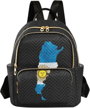 Flag Map Of Argentina Mini Backpack for Women, Travel Backpack Purse Daypack Shoulder Bag for Ladies