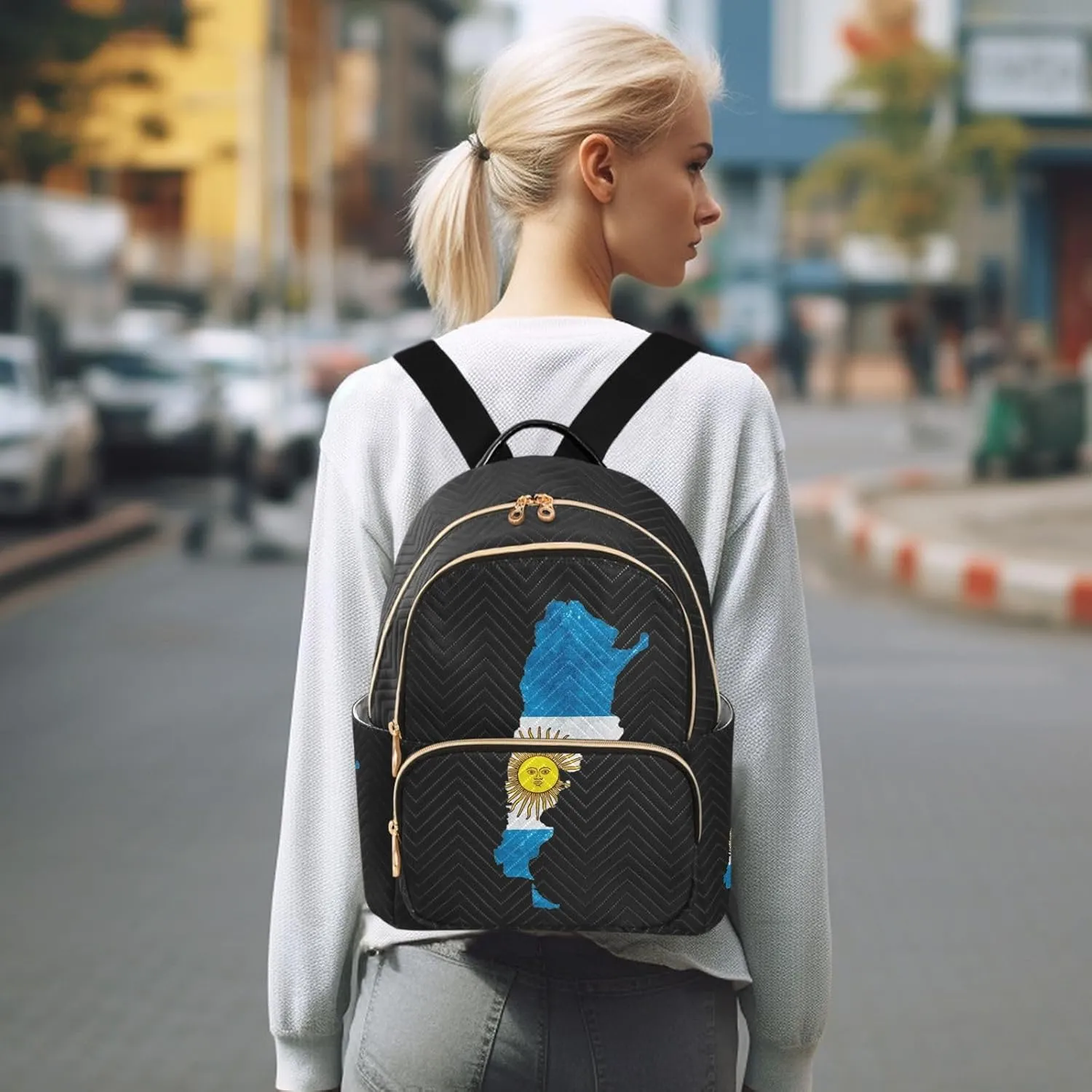 Flag Map Of Argentina Mini Backpack for Women, Travel Backpack Purse Daypack Shoulder Bag for Ladies