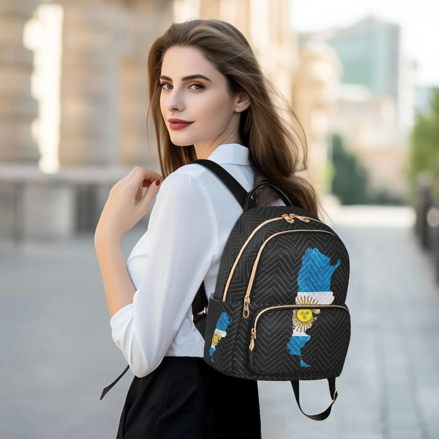 Flag Map Of Argentina Mini Backpack for Women, Travel Backpack Purse Daypack Shoulder Bag for Ladies