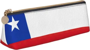 Flag of Chile print Triangle Box Multi functional Makeup Bag, Office Travel and Daily Stationery Storage