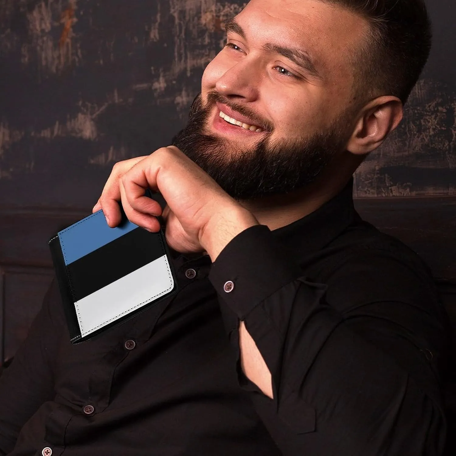 Flag of Estonia Mens Short Wallet，coin Wallet, Card Bag, Certificate Storage Bag