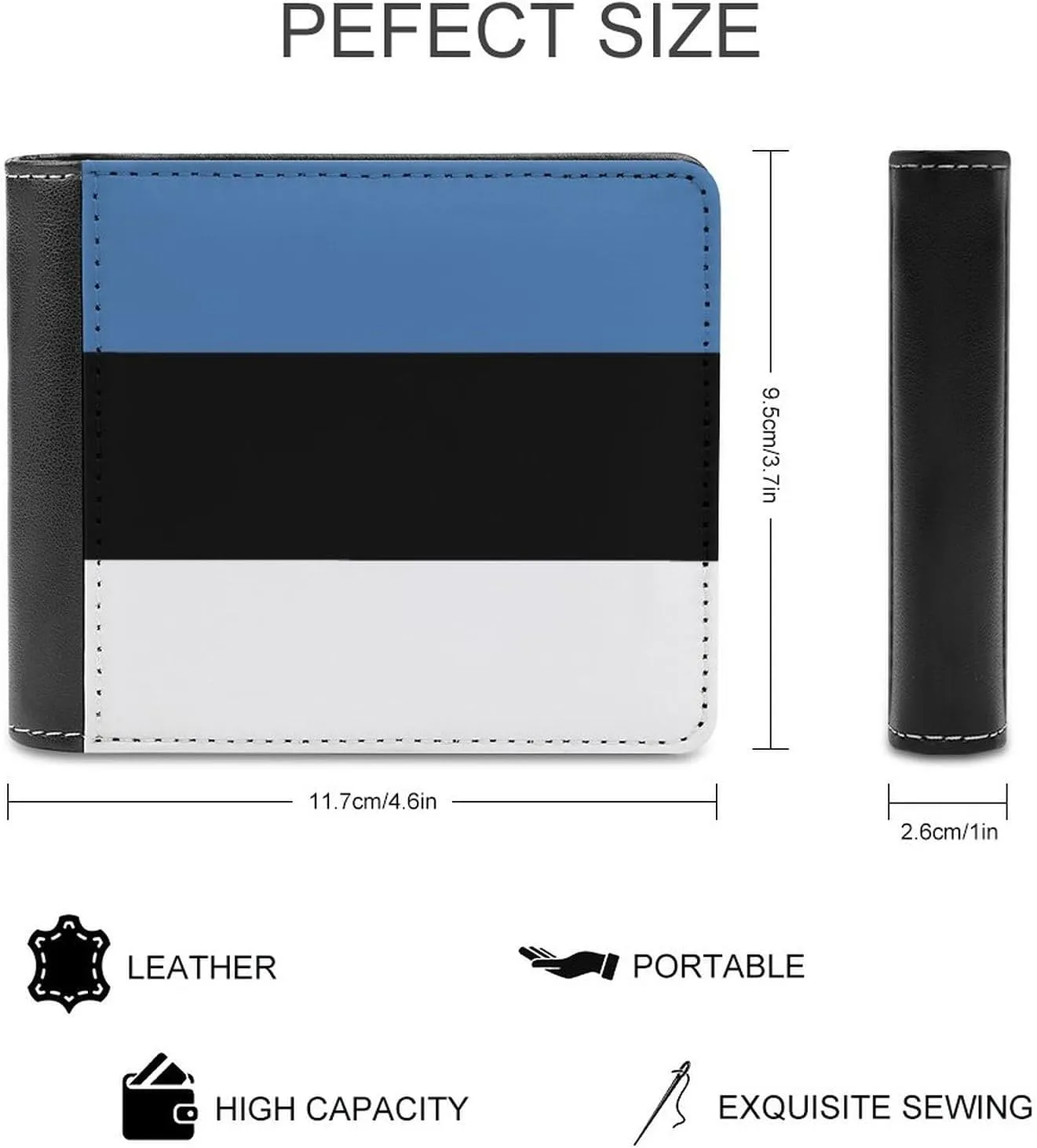 Flag of Estonia Mens Short Wallet，coin Wallet, Card Bag, Certificate Storage Bag