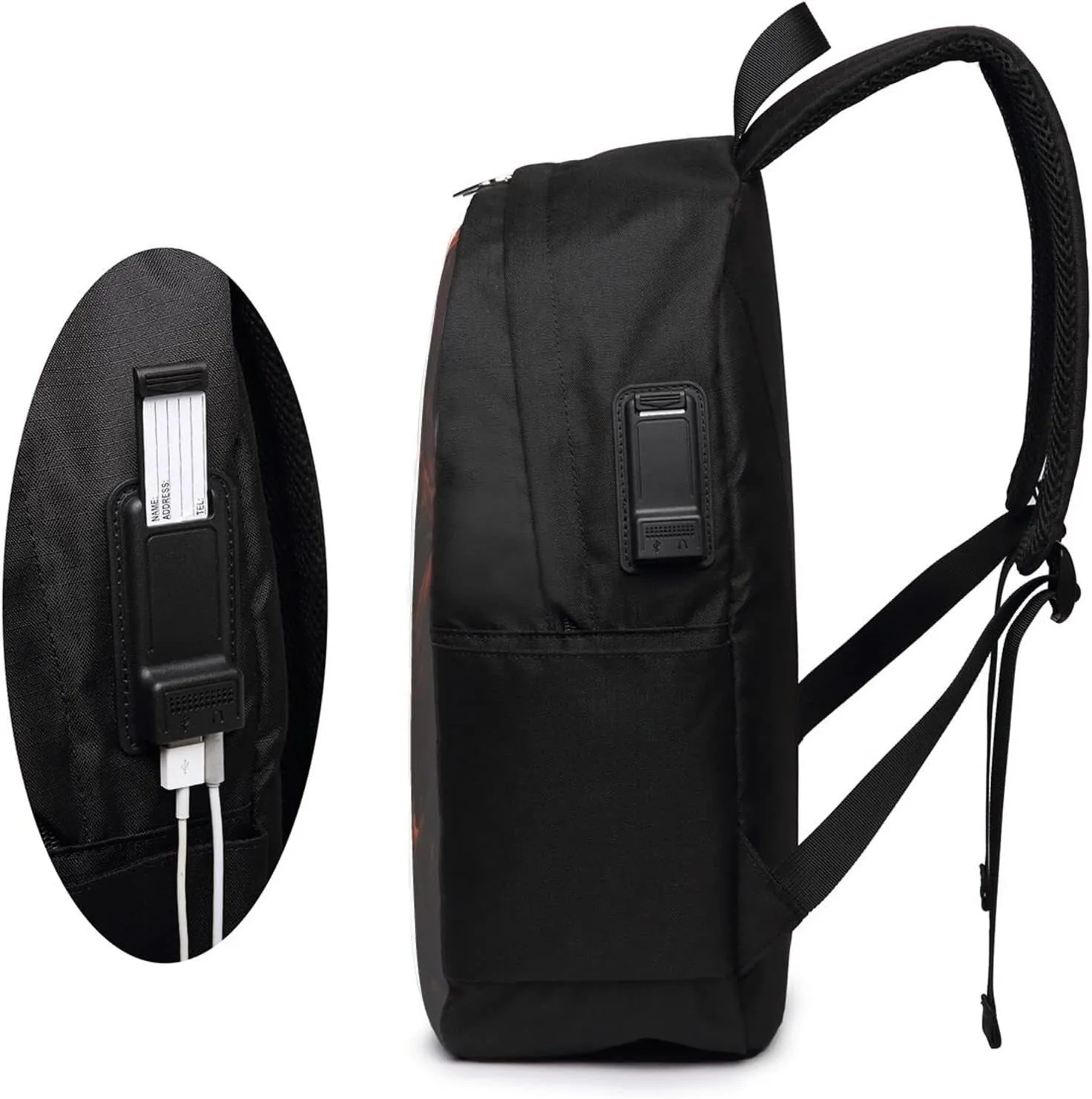 Flames Burning Fire Laptop Backpack, Travel Backpack with USB Charging Port, Computer Bag for Men Women