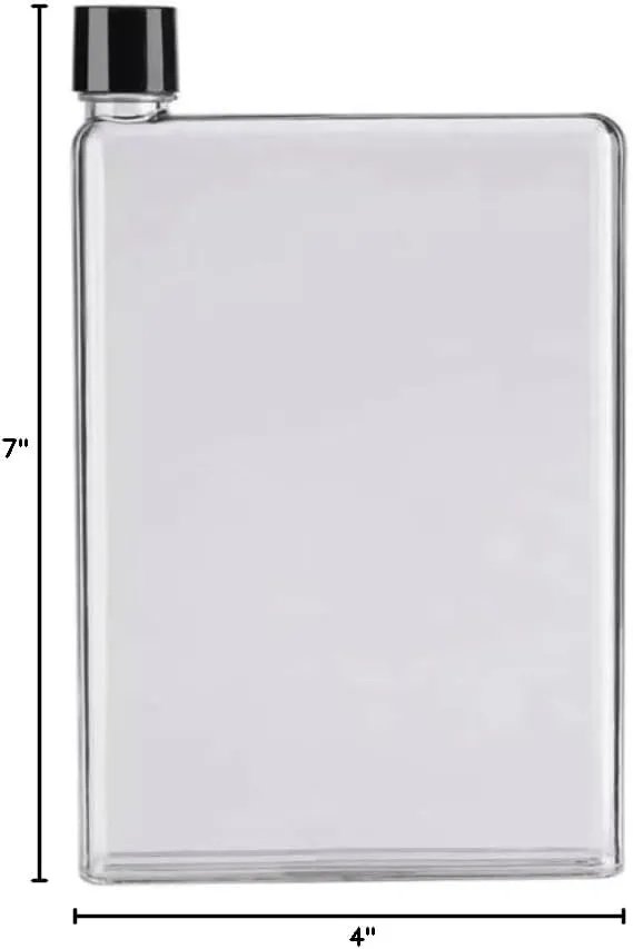 Flat Portable Travel Transparent a5 Memo 350ml Water Bottle MCS0024-R a5 Memobottle