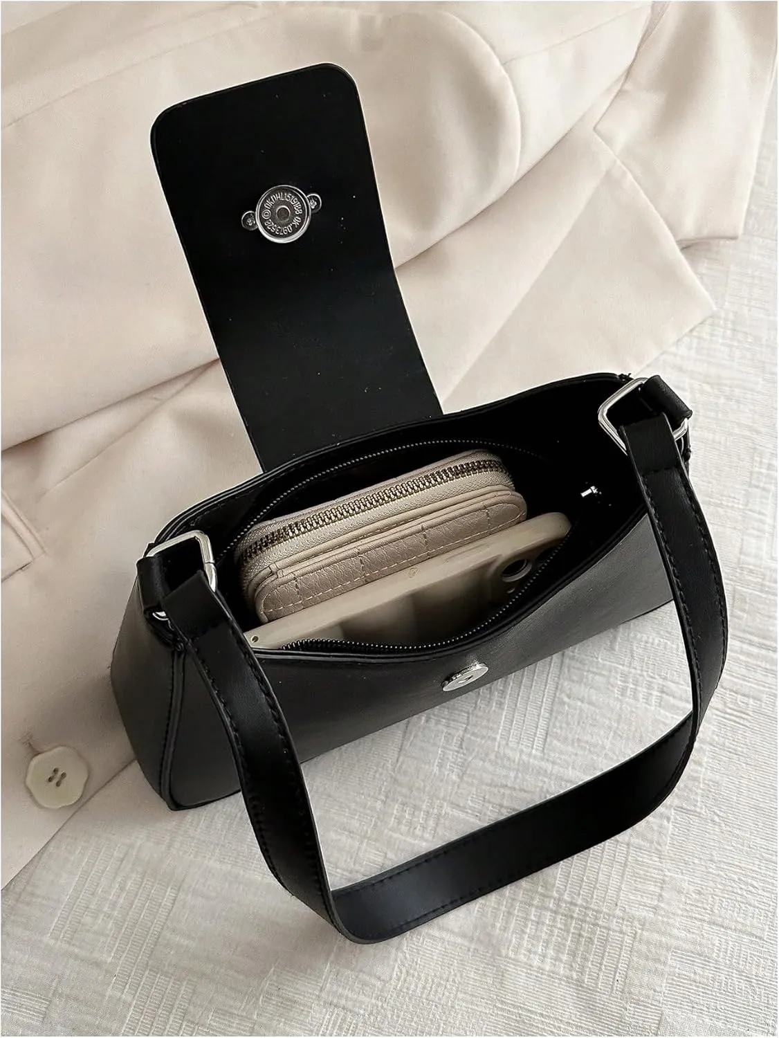 Floerns Women's Y2k Bow Decor Clutch Handbag Flap Leather Shoulder Underarm Bag Trendy