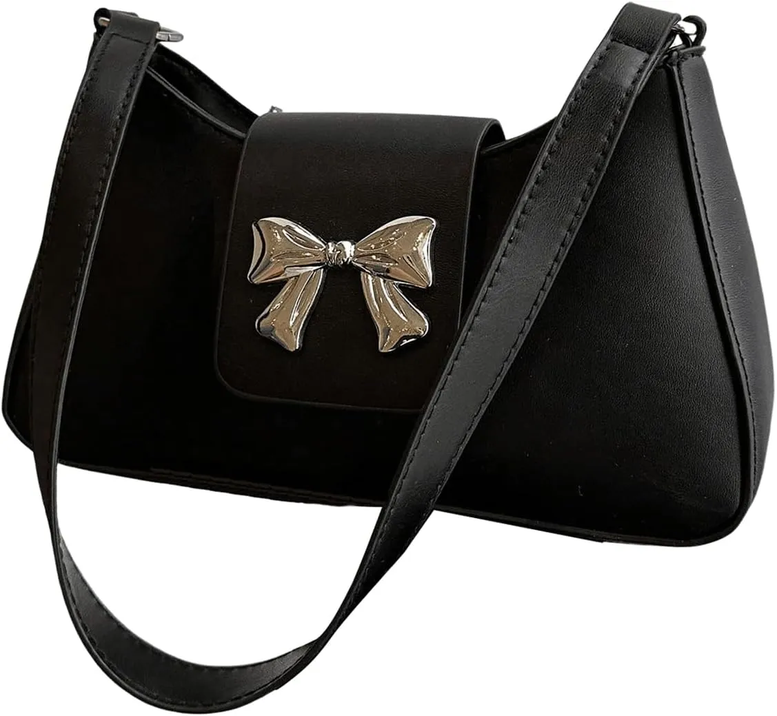 Floerns Women's Y2k Bow Decor Clutch Handbag Flap Leather Shoulder Underarm Bag Trendy