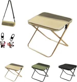 Foldable Backpack Stool with Adjustable Shoulder (Load Capacity 265 Lbs), Portable Mini Outdoor Camping Folding Seat, for Camping, Fishing, Hiking, Picnics (Khaki, Large)