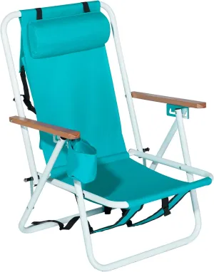 Folding Beach Chair Camping Chair, Modern Style, 4-Position Reclining, Portable Backpack Foldable Camping Chair with Headrest and Cup Holder