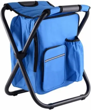 Folding Camping Chair Outdoor Ice Backpack Foldable Seat Table with Cooler for Fishing Hiking BBQ Travel Camping Gear Blue 1PC