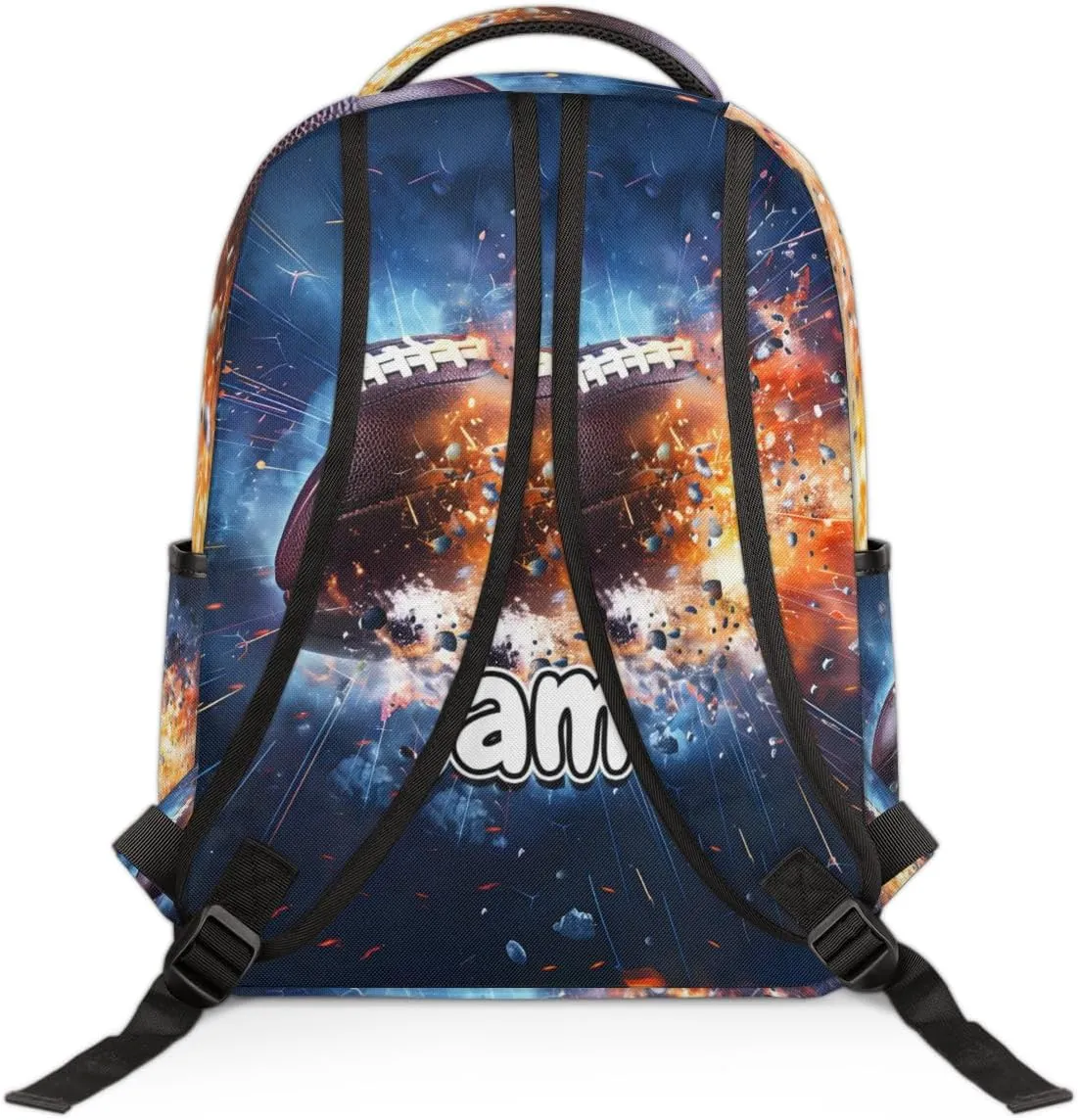 Football Cracked Personalized Laptop Backpack with Name Custom Shoulder Bags for Women Men Waterproof Travel Casual Daypack Laptop Bag Gifts 16.1in