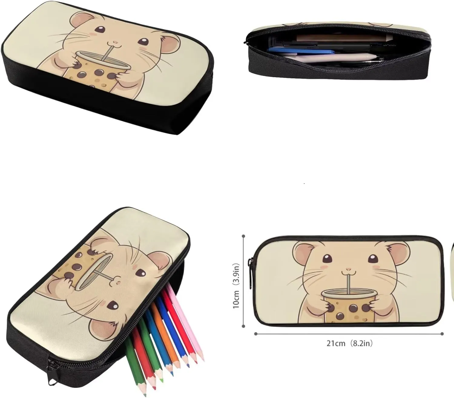 FOR U DESIGNS Capybara Backpack and Lunchbox Cute School Bag Set 4 Piece Kawaii Bookbag for Girls with Pencil Case Large Capacity Book Bag for Kids 5-7 Girls