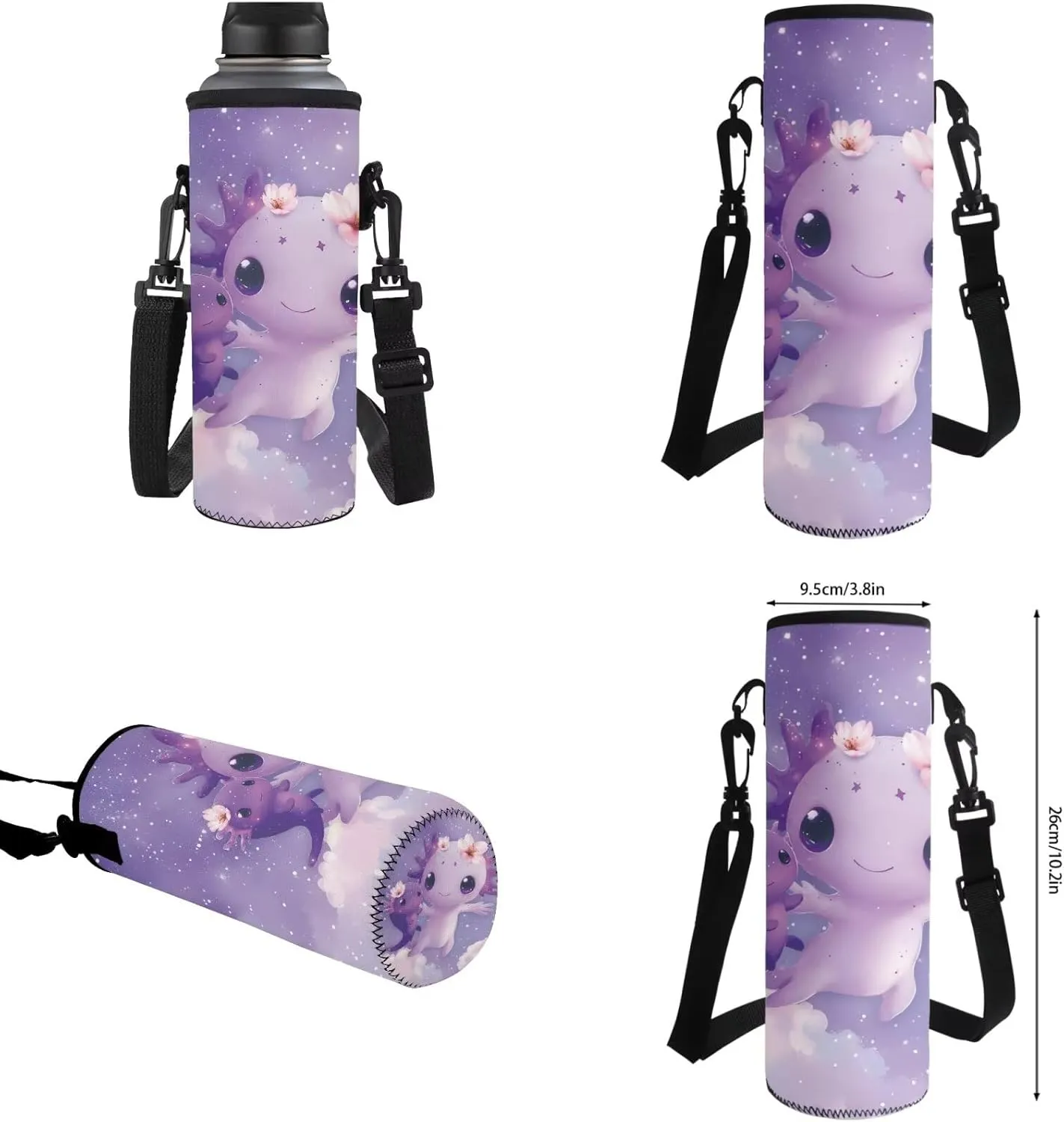 FOR U DESIGNS Girls Axolotl Backpack with Lunch Box Lightweight Bookbag Set Ages 6-8 Large Capacity Cute School Bag for Girls 3rd Grade Kawaii Backpack Set of 4