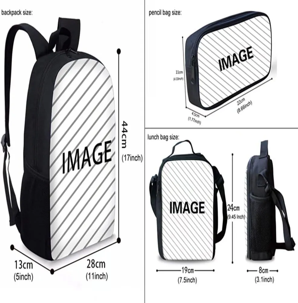Forchrinse American Flag Dachshund Kids Backpack Student Bookbag Travel Bag,Reusable Lunch Box Pencil Case 3Piece for Boys Girls 8-10