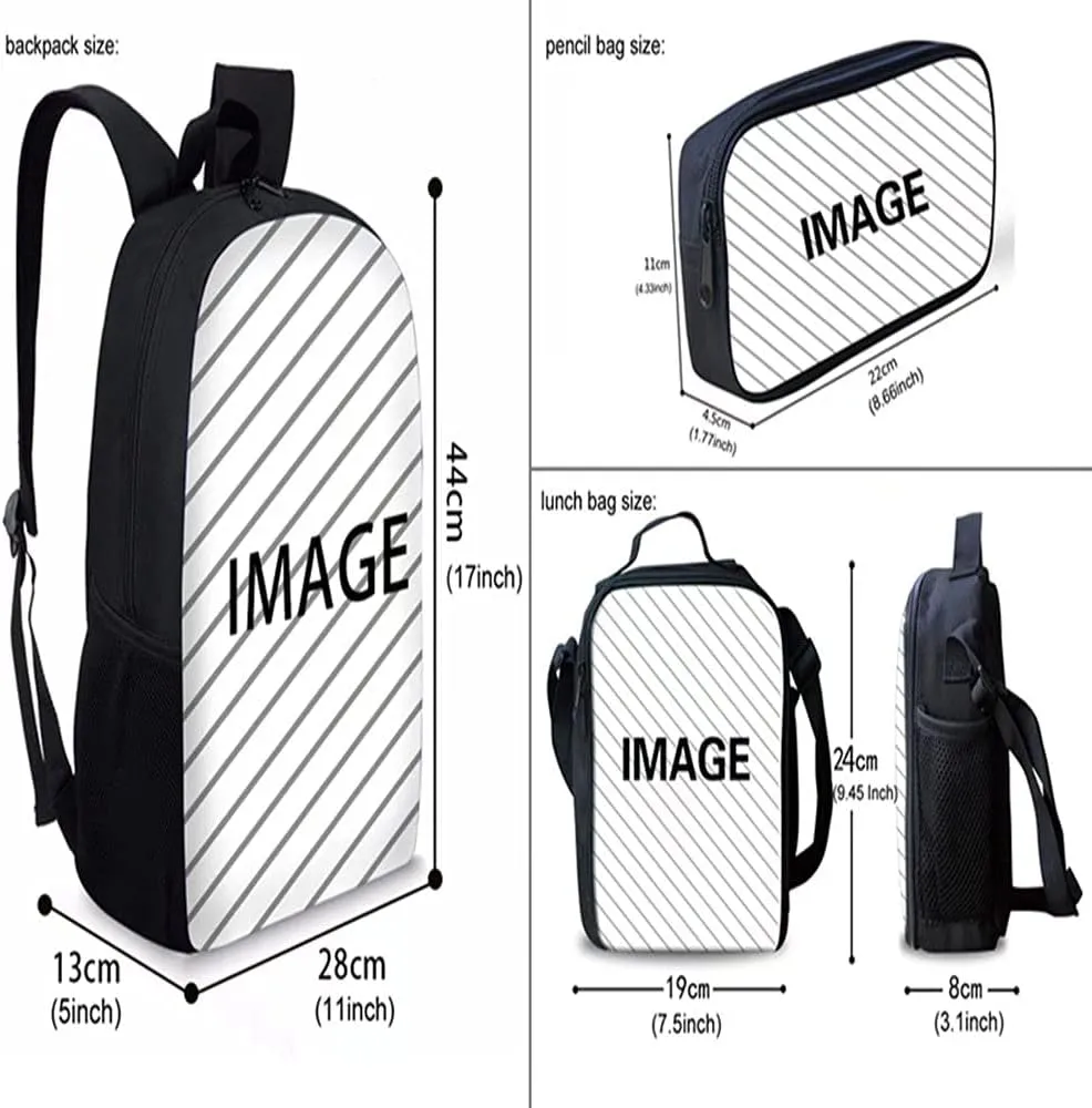 Forchrinse Cute Bee Causal Backpack School Camp Rucksack with Lunch Box Bag,Pencil Case 3 in 1 Backpack Set