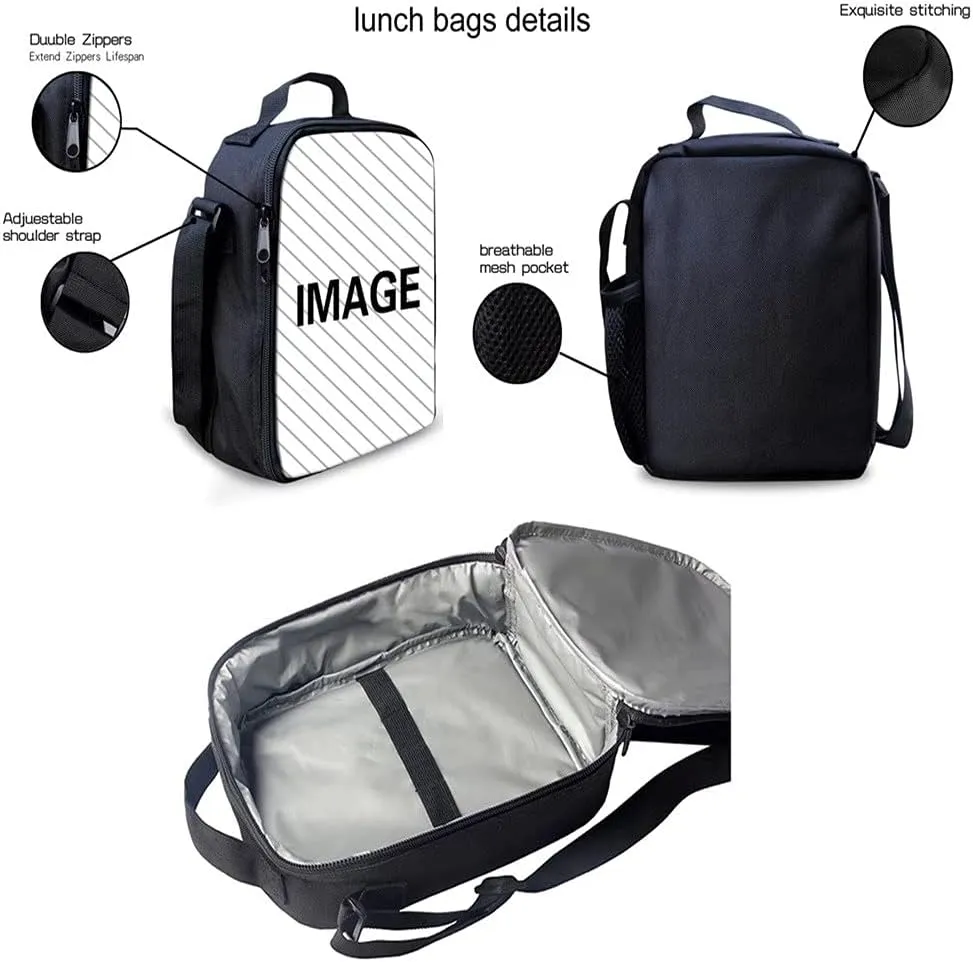 Forchrinse Cute Bee Causal Backpack School Camp Rucksack with Lunch Box Bag,Pencil Case 3 in 1 Backpack Set