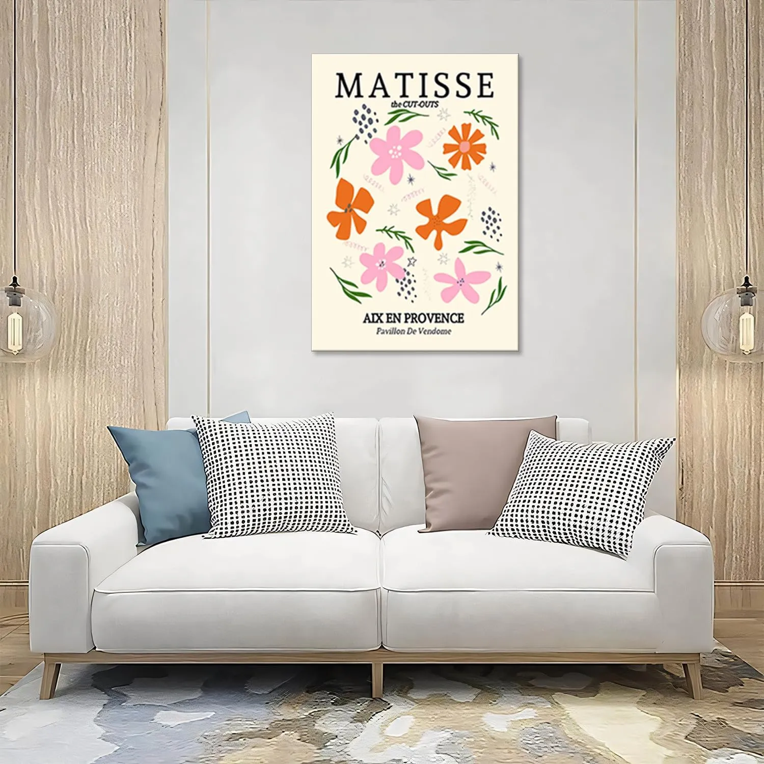 Framed Matisse Wall Art Set of 3 Henri Matisse Abstract Pink Floral Posters Print Minimalist Canvas Wall Decor for Living Room Bedroom Girls Room Decor 12x16in