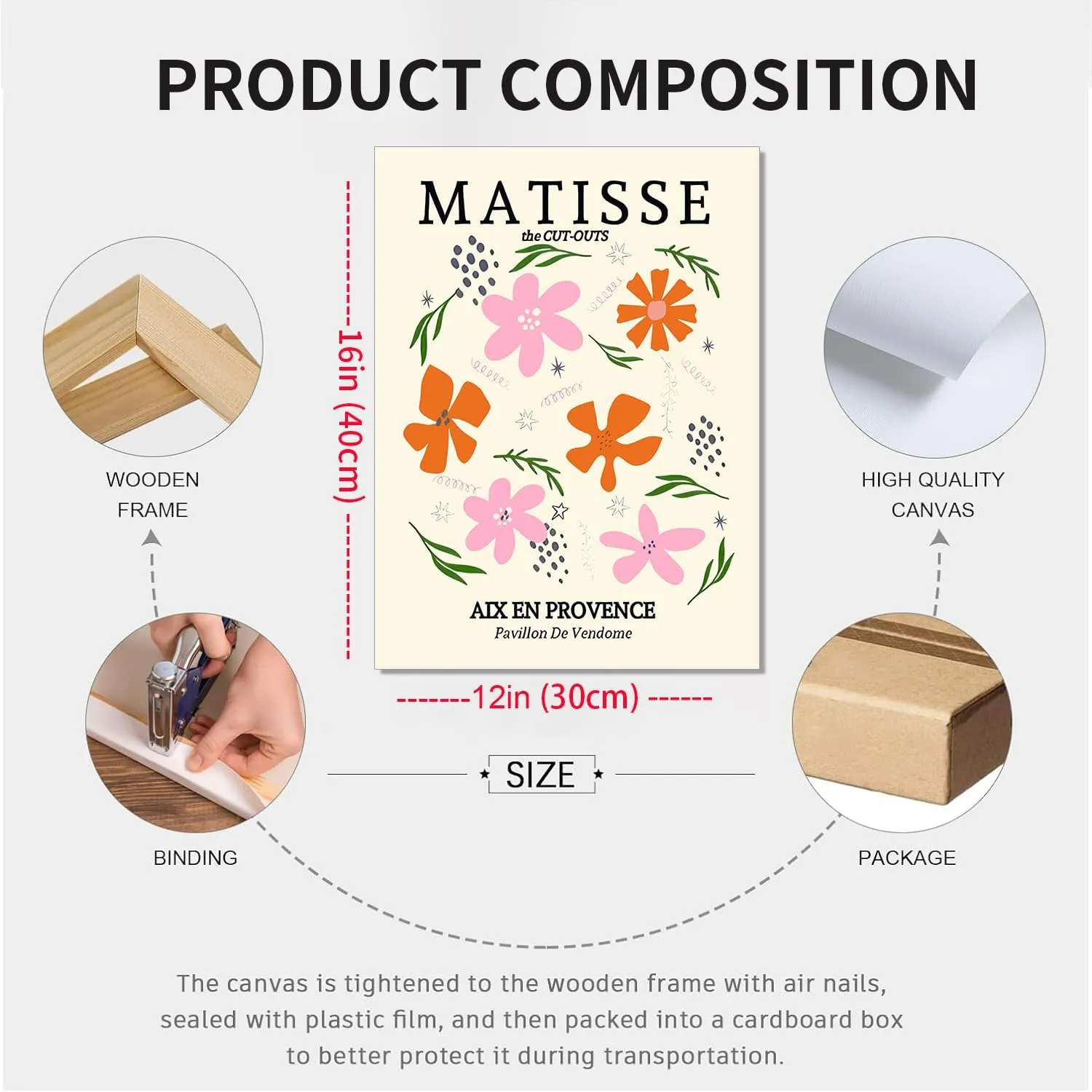 Framed Matisse Wall Art Set of 3 Henri Matisse Abstract Pink Floral Posters Print Minimalist Canvas Wall Decor for Living Room Bedroom Girls Room Decor 12x16in